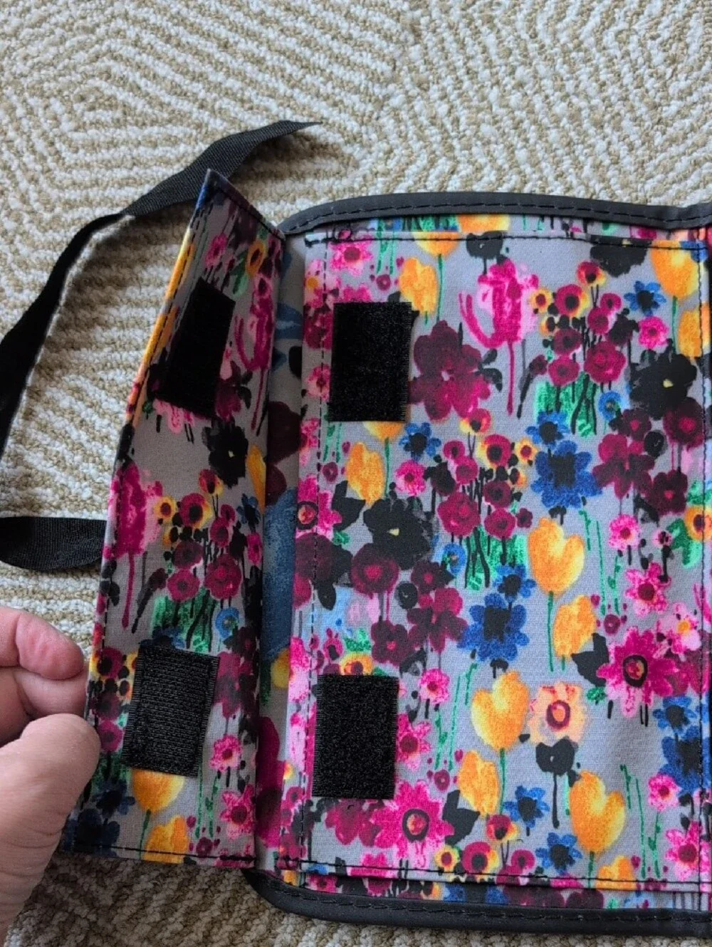 thirty-one Fold N Go Organizer Office Travel Case Pink Blue Black Floral Print